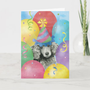 Cartão Birthday Balloons Poodle