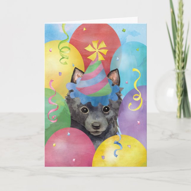 Cartão Birthday Balloons Schipperke (Frente)