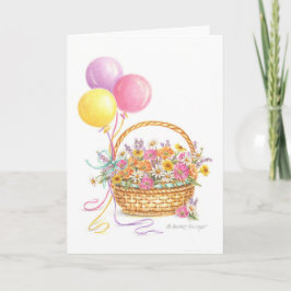 Cartão Birthday Balloons Wildflower Basket Greeting Card