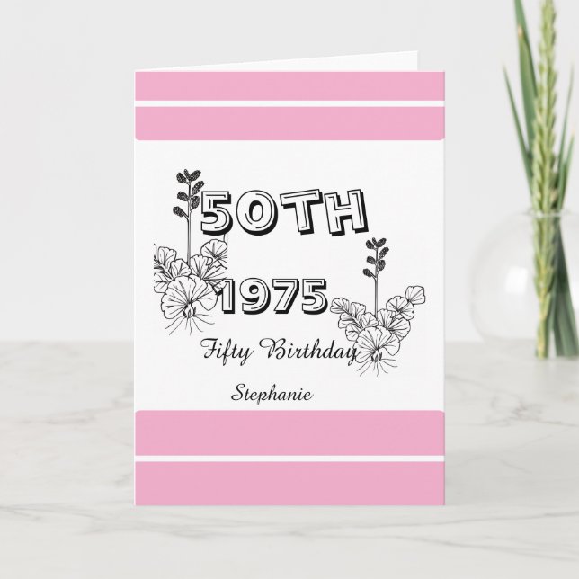 Cartão Birthday Bash Personalized 50th milestone birthday (Frente)