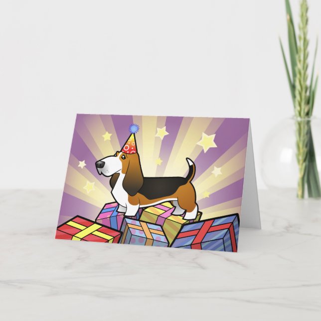 Cartão Birthday Basset Hound (Frente)