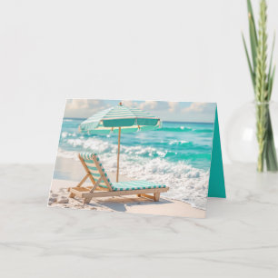 Cartão Birthday Beach Chaise Lounge Na Areia Branca