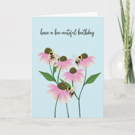 Cartão Birthday Bees and Cone Flowers