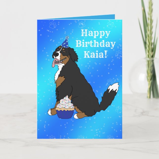Cartão Birthday Bernese Mountain Dog (Frente)