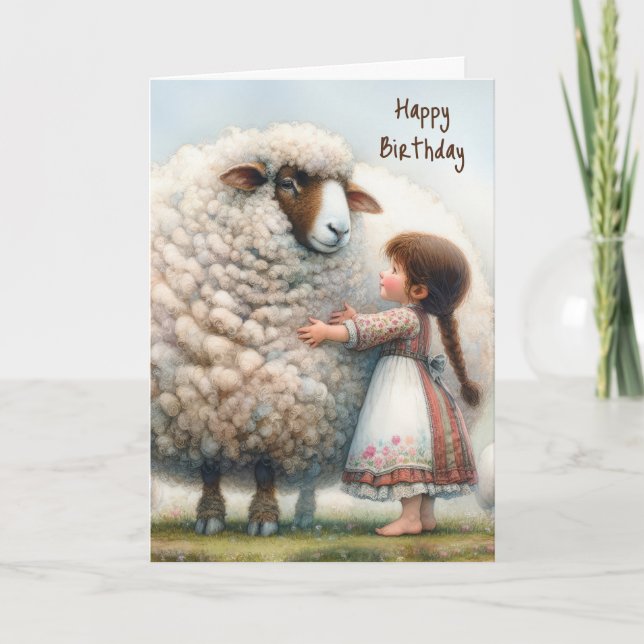 Cartão Birthday Big Ewe Watercolor (Frente)