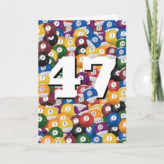 Cartão Birthday Billiard Balls Para O 47º Aniversário (Frente)