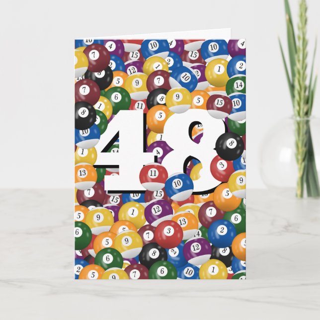 Cartão Birthday Billiard Balls Para O 48º Aniversário (Frente)