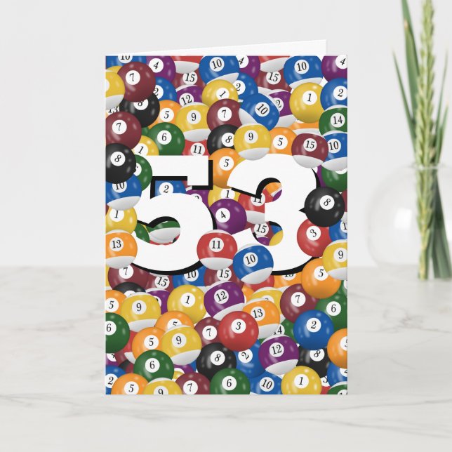 Cartão Birthday Billiard Balls Para O 53º Aniversário (Frente)