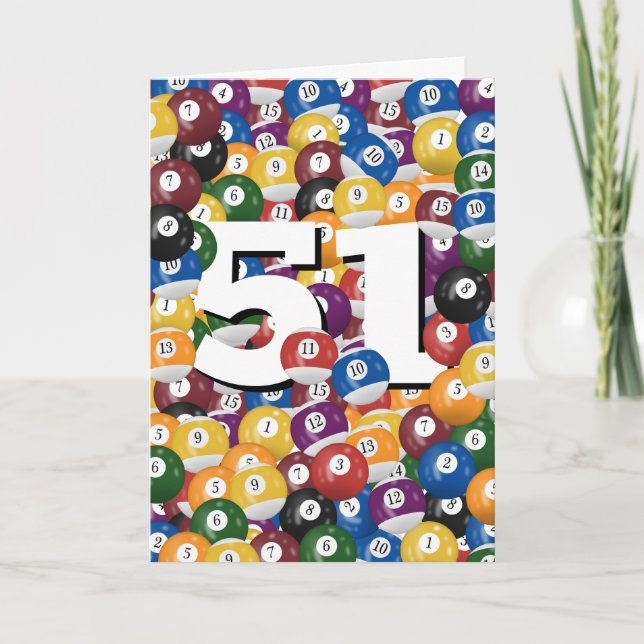 Cartão Birthday Billiard Balls Para O Aniversário De 51 r (Frente)