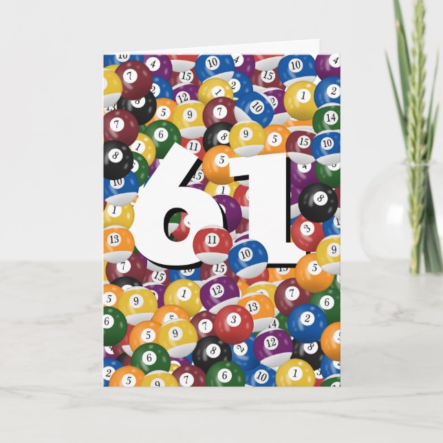 Cartão Birthday Billiard Balls Para O Aniversário De 61 r (Frente)