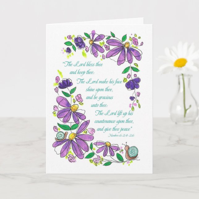 Cartão Birthday Blessings Scripture Numbers 6:24-26 (Planta pequena)