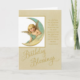 Cartão Birthday Blessings Vintage Angel & bible verse
