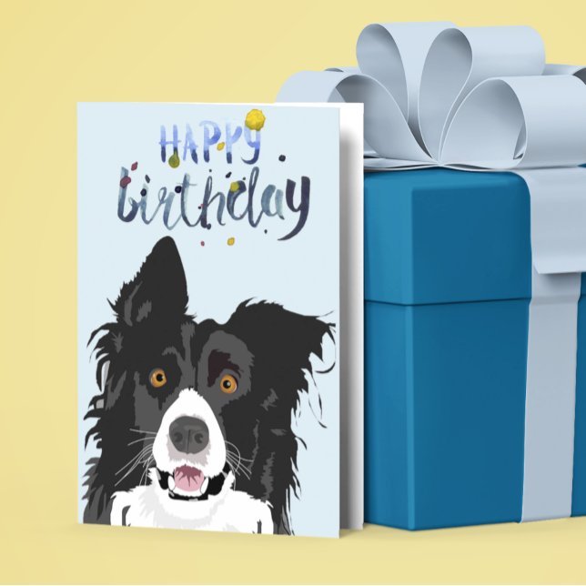 Cartão Birthday Border Collie Dog Animal (Criador carregado)