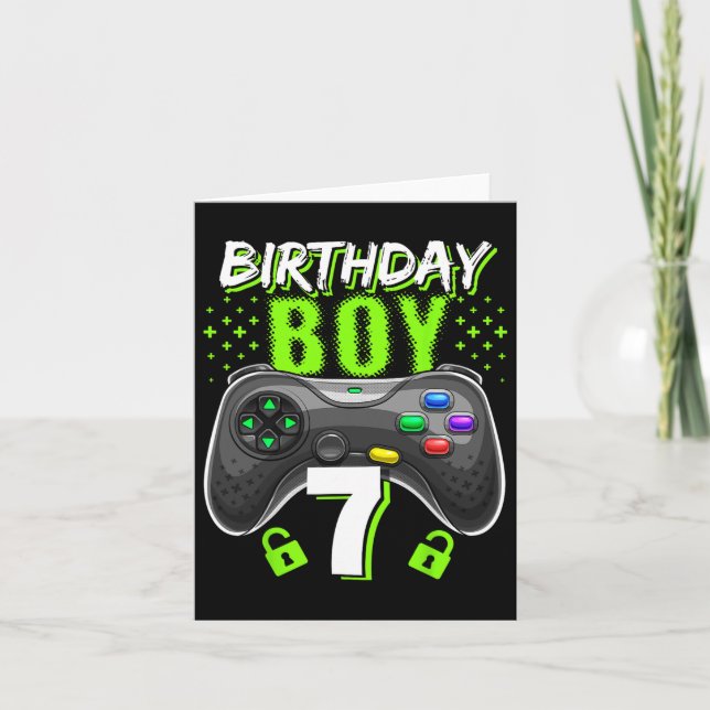 Cartão Birthday Boy 7 Video Game Controller Gamer 7 Bir (Frente)
