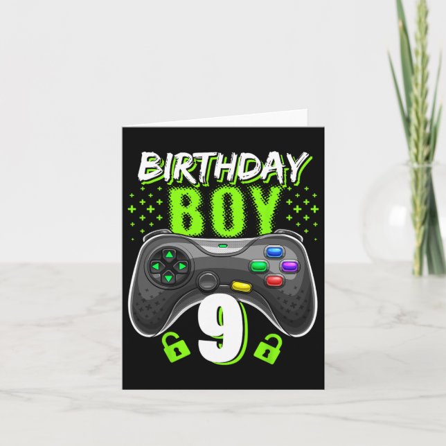 Cartão Birthday Boy 9 Video Game Controller Gamer 9th Bir (Frente)