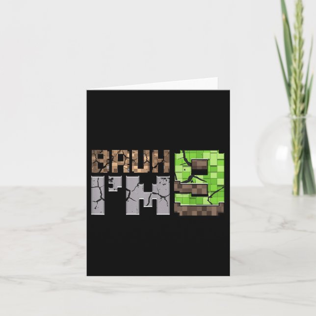 Cartão Birthday Boy 9th Bruh Im 9 Anos Antiga Gamer Pixel (Frente)