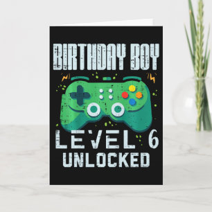 Cartão Birthday Boy Nível 6 - 6 do Gamer Controller Desbl