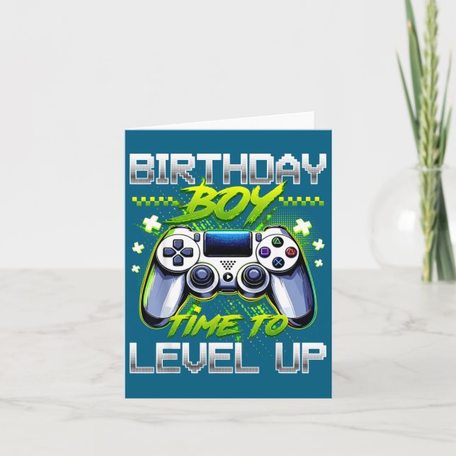Cartão Birthday Boy Time To Level Up Video Game Birthday  (Frente)