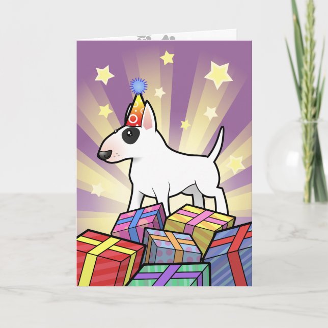 Cartão Birthday Bull Terrier (Frente)