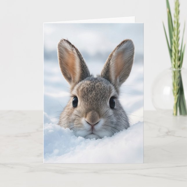 Cartão Birthday Bunny In a Deep Snowdrift (Frente)