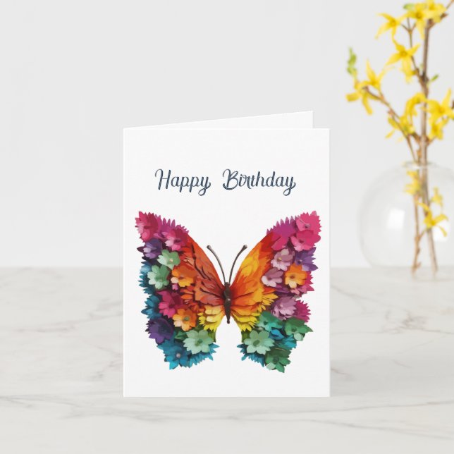 Cartão Birthday Butterfly Flowery Wings Card (Flor Amarela)