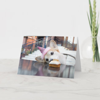 Cartão Birthday Cake Corgi