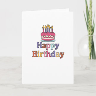 Cartão Birthday Cake Motif Card Folded Blank Inside