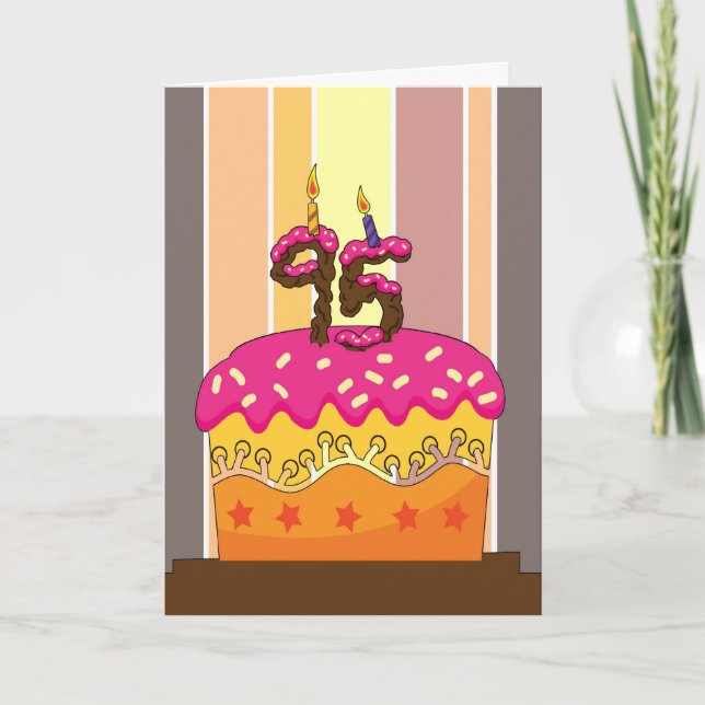 Cartão birthday - cake with candles 95 - 95th birthday gr (Frente)