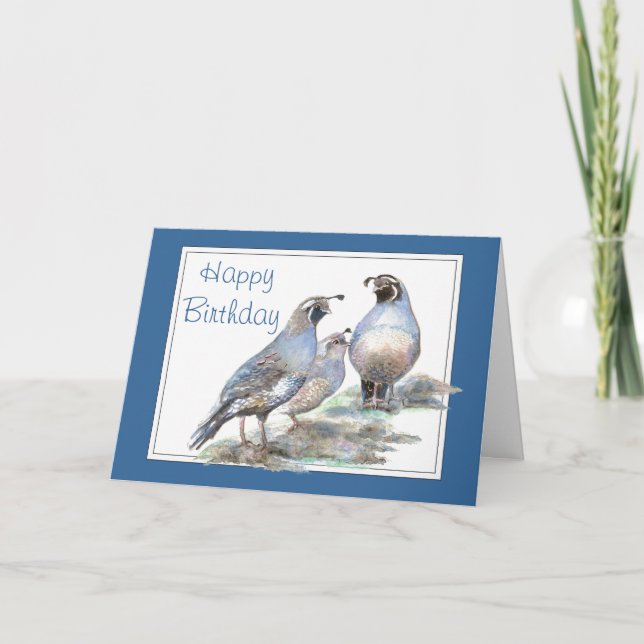 Cartão Birthday, California Quail, Bird, Nature, Gardens (Frente)