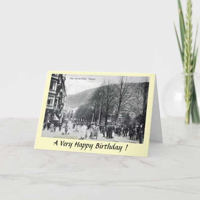Cartão Birthday Card - Bergen, Norway (Frente)