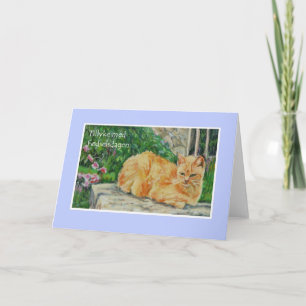 Cartão Birthday Card, Danish Greeting, Ginger Cat