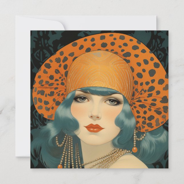 Cartão Birthday card featuring beautiful 1920s girl  (Frente)