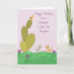 Cartão Birthday Card for 2 Year Old Daughter<br><div class="desc">Birthday card for 2 year old daughter with kittens,  cactus,  a singing bird and flowers.  Very cheerful and cute card to give to your 2 year old daughter.  The background is a light lavender.  Thanks to the hungryjpeg for some of the elements in the design.</div>