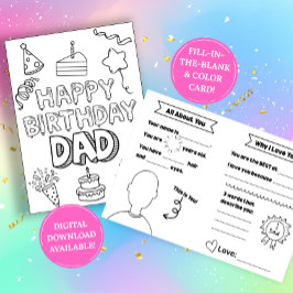 Cartão Birthday Card for Dad: Fill in the blank