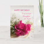 Cartão Birthday card for Daughter-in-law with pink roses<br><div class="desc">Three beautiful pink roses to send to your daughter-in-law on her birthday. A gorgeous Birthday card for your daughter-in-law that you can customize to convey your own sentiments.</div>