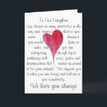 Cartão Birthday card for daughter with heart and words<br><div class="desc">Original quote and watercolor heart from my collection.</div>