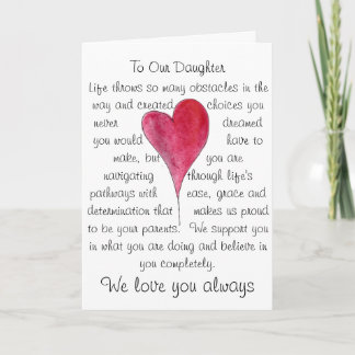 Cartão Birthday card for daughter with heart and words