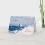 Cartão Birthday card for father<br><div class="desc">A yacht sailing over the ocean with splashing waves. A fun birthday card for a father. A card for all who love boats and the ocean. The inside message can be changed to your requirements.</div>
