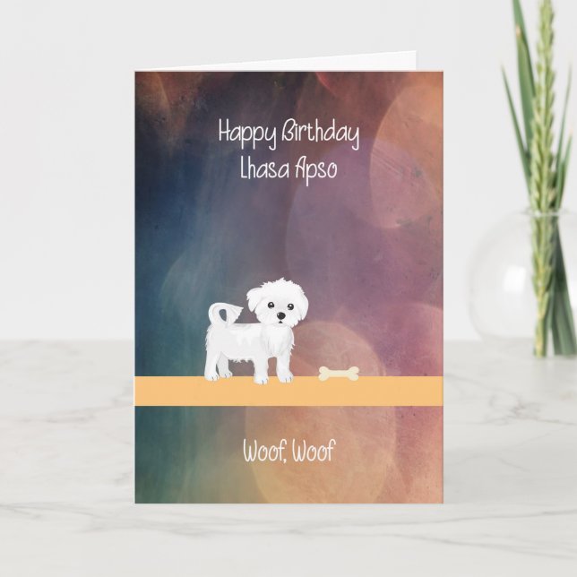 Cartão Birthday Card for Lhasa Apso Dog (Frente)