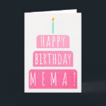 Cartão Birthday Card for Mema<br><div class="desc">Birthday Card for Mema. If you call your grandmother Mema instead of Grandma, this birthday card is perfect for her. Your mema also will love this birthday card's gradient ombre pink design with a birthday cake that says "Happy birthday Mema!" Make this card customizable! Click "Edit Design", "Inside Bottom/Right: Text...</div>