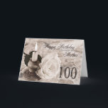 Cartão Birthday card for mother, 100. The candle and rose<br><div class="desc">An antique look card featuring a candle and a rose lying on satin and lace. A birthday card for a mother.</div>