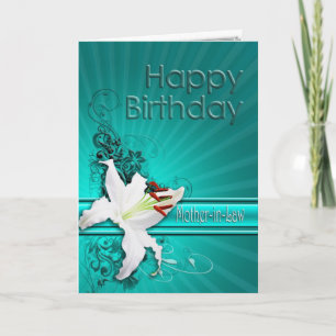 Cartão Birthday card for mother-in-law, with a white lily