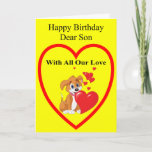 Cartão Birthday Card for Son<br><div class="desc">Birthday card for your son with cute dog design</div>