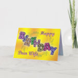 Cartão Birthday card for wife with floral text<br><div class="desc">A happy card with text made from flowers A beautiful verse completes this unique card perfectly.</div>