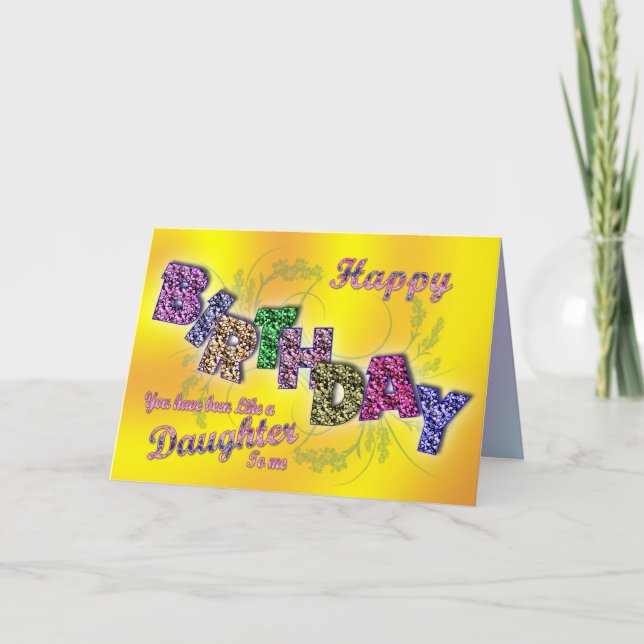 Cartão Birthday card like a daughter with floral text (Frente)