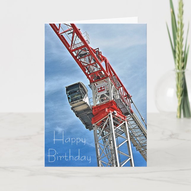 Cartão Birthday Card Men at Work Crane Driver (Frente)