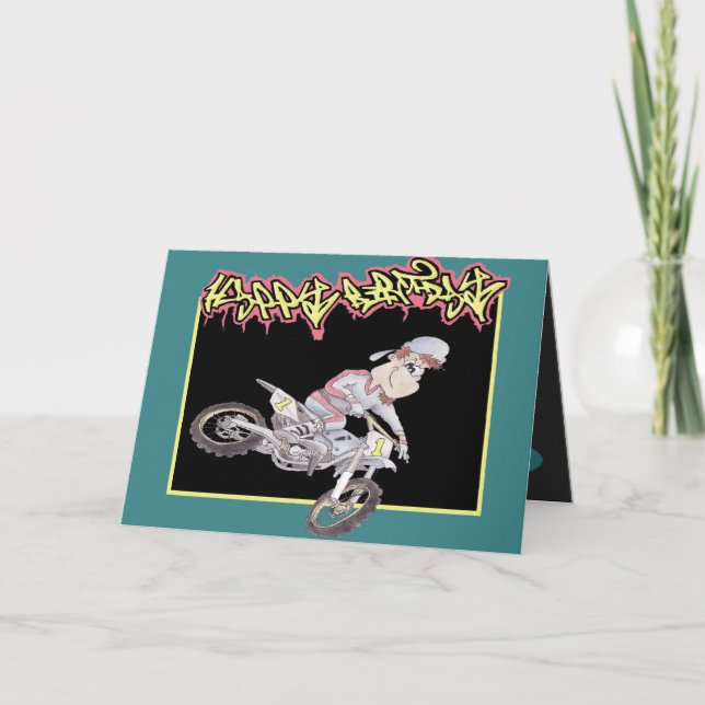 Cartão Birthday Card Motocross (Frente)