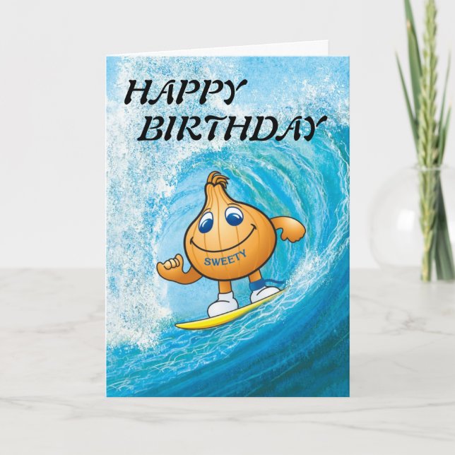 Cartão birthday card of sweety surfing (Frente)