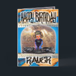 Cartão Birthday card Raver<br><div class="desc">Birthday card with a DJ on the decks and Raver writing, a unique design by physical alteration and sold exclusively by Zazzle</div>