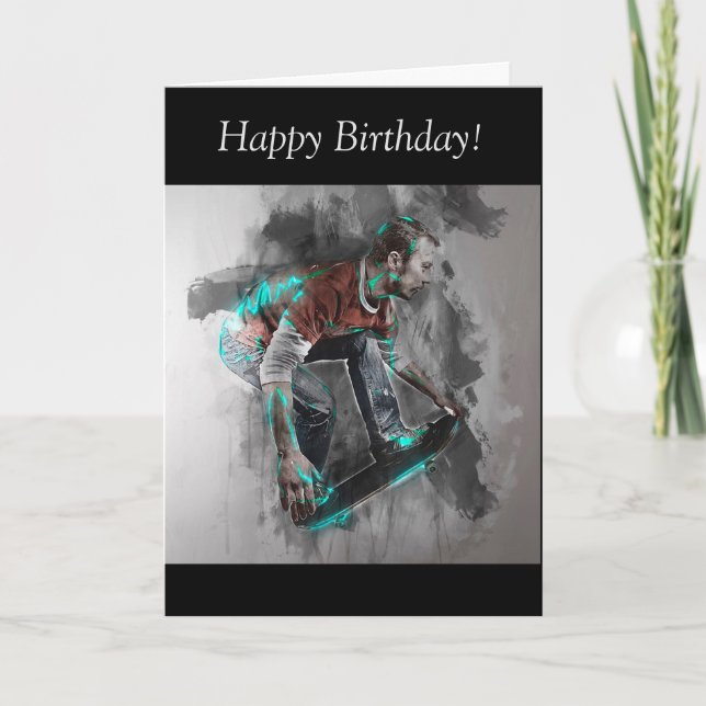 Cartão Birthday Card: Skateboarding Guy (Frente)